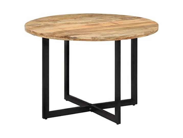 Fisinber Esstisch Rund 110x75 cm Massivholz Mango & Eisen Schwarz Stilvoller runder Esszimmertisch aus echtem Holz mit stabilem Metallgestell für Küche und Esszimmer.