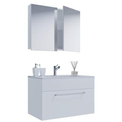 Waschtisch VCM "3-tlg. Waschplatz Waschtisch Badinos Schublade SC", weiß, B:80cm T:46cm, Waschtische, Waschtisch