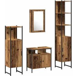 vidaXL Badezimmermöbel Set mit Regal 4 pcs Altholz Holzwerkstoff