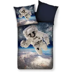 Traumschlaf, Kinderbettwäsche, Astronaut Weltall (155 x 220 cm, 80 x 80 cm)