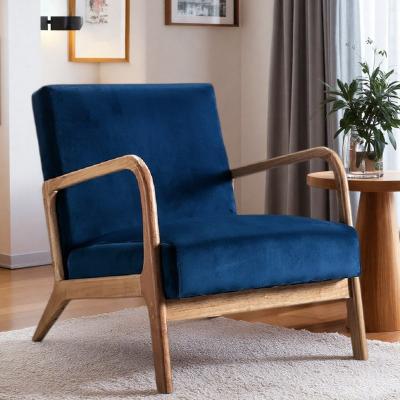 "32.68"" Velvet Classic Mid-Century Modern Accent Armchair with Open-Framed Arm Design and Plush Foam Cushioning"