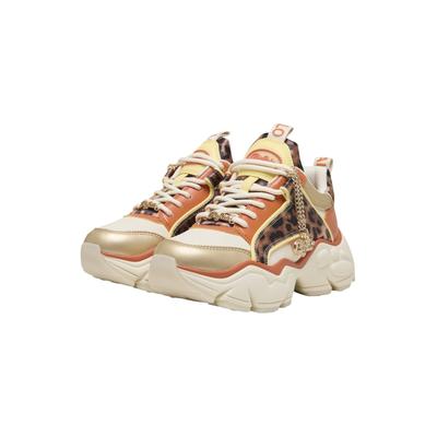 Sneaker BUFFALO "Buffalo BINARY GLAM", Damen, Gr. 41, cream, leo, orange, Polyurethan, Schuhe Sneaker