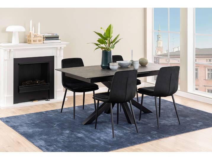 Esstisch ACTONA GROUP Heaven,Tischplatte aus Keramik, ausziehbar - robust & pflegeleicht , schwarz (schwarz, schwarz), B:210cm H:76cm T:90cm, Tische, Esstisch, Kratzfest, wasserabweisend, Sitzplatz für 4-8 Personen, B: 168/210 cm