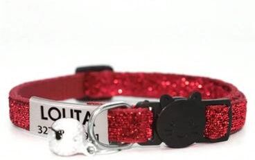 Uplift Treasures Customized Glitter Cat Collar With Bell red