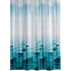 Ekershop Textil Duschvorhang Stein im Meer 240x200cm Weiß ink.15 Ringe