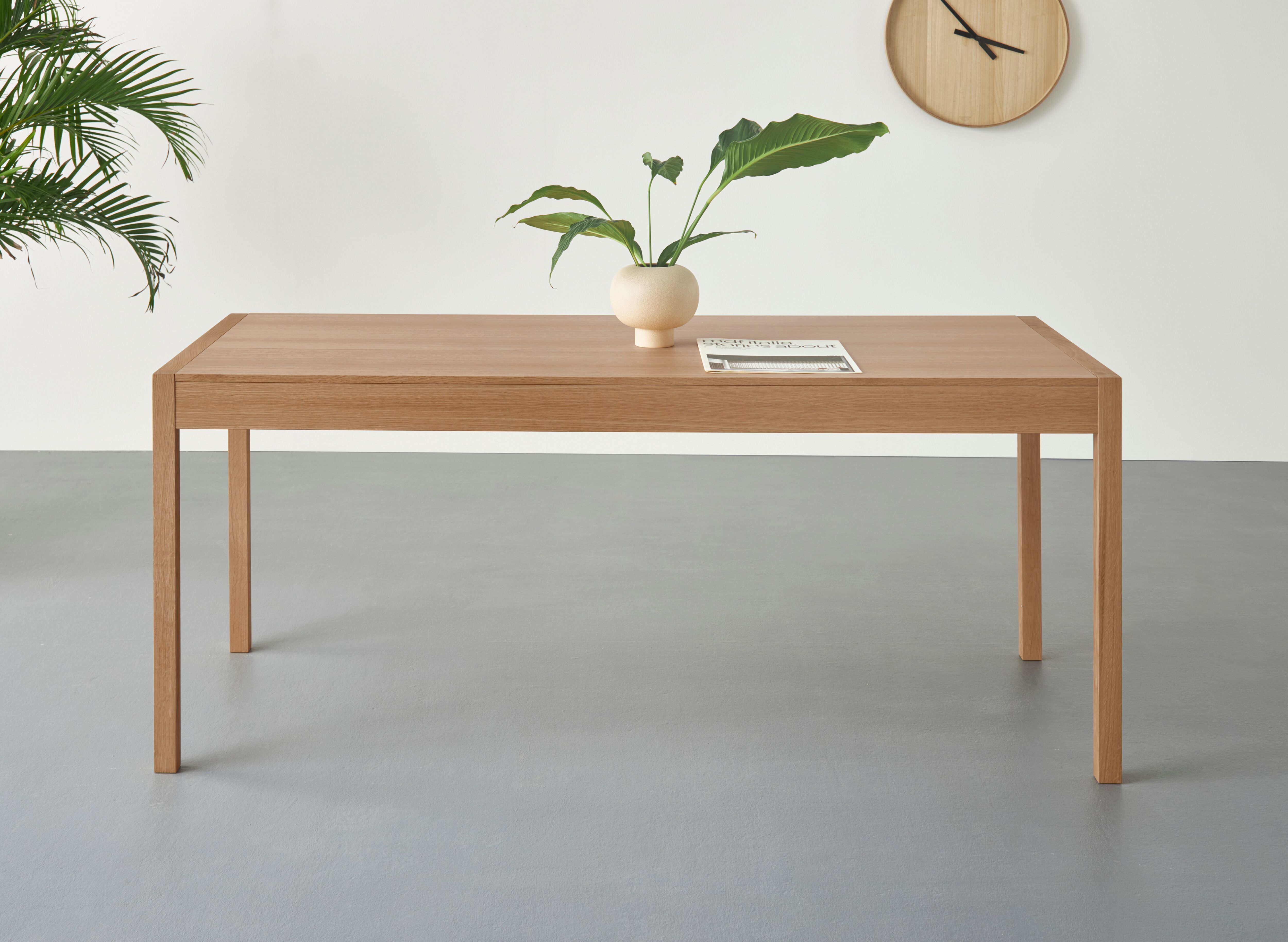 Esstisch HOME AFFAIRE "Prenzlau", beige (natur), B:185cm H:77,5cm T:80cm, Tische, Esstisch, mit Arbeitsplatz und Stauraummöglichkeit, FSC-zertifiziert