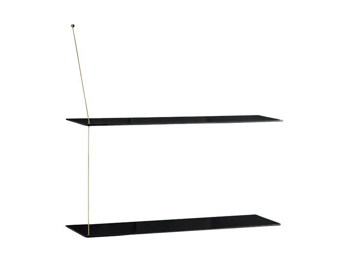 Woud Etagère Stedge Chêne noir-laiton, 80 cm, 2 étagères