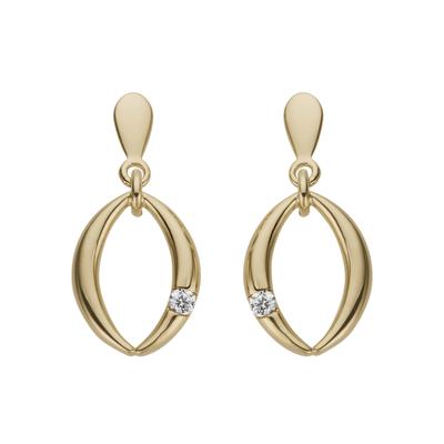 Paar Ohrhänger JOBO, gelb (gelbgold 585), Ohrringe, Damen, SI = kleine Einschlüsse, Diamanten Gelbgold 585, Diamanten, Gelbgold 585, 585 Gold mit 2 Diamanten