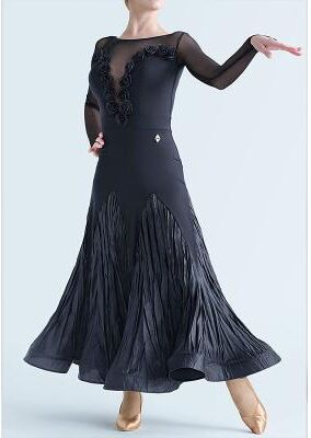 LightInthebox Ballroom Dance Dress Pleats Splicing Unisex Party Training Performance Long Sleeve High Spandex Polyester