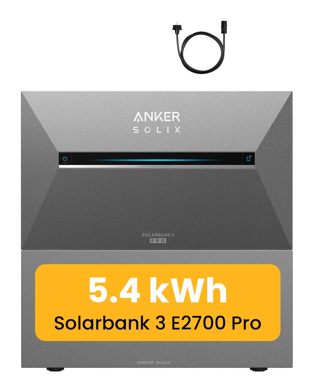 Powerness Balkonkraftwerk Speicher 5,4 kWh, Anker SOLIX Solarbank 3 E2700 Pro mit 1x Anker BP2700 Erweiterungsakku für Balkonkraftwerk (0 % MwSt.)