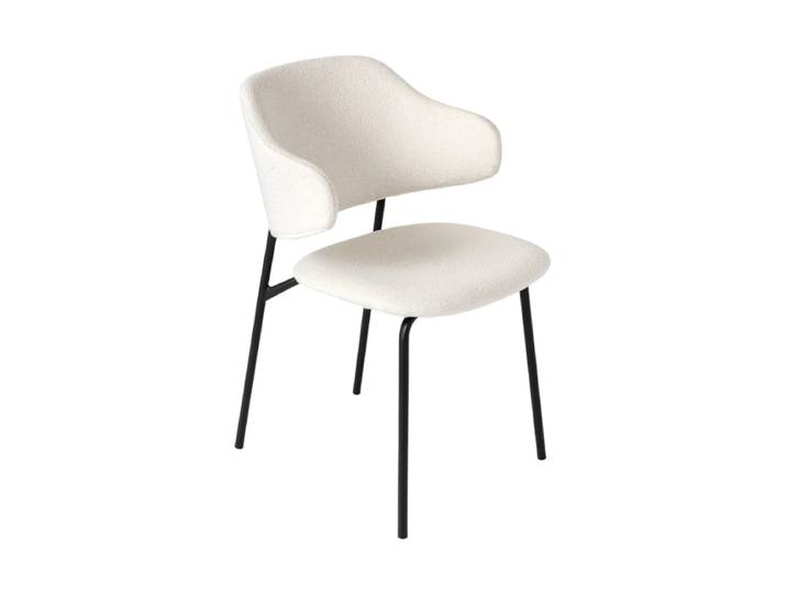Design Esszimmerstuhl „Tracy“ Schwarz / Bouclé Weiss Invicta Interiors