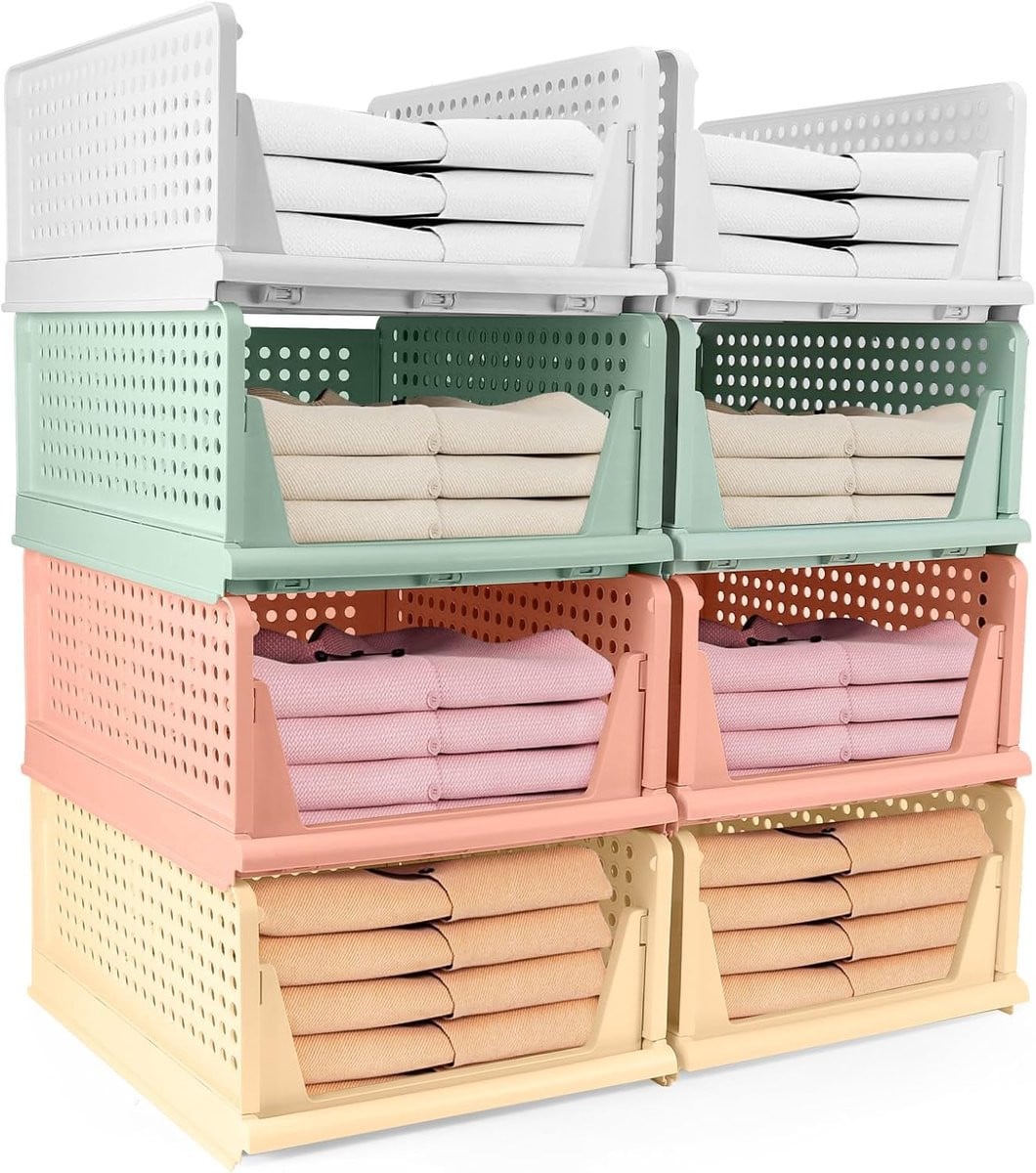 Shine Stapelbare Ladeboxen, 8 stuks, Uittrekbare Organizer voor Kledingkast en Lades