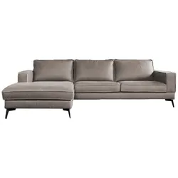 KAWOLA Sofa BLOOM Ecksofa Leder hellgrau Recamiere links