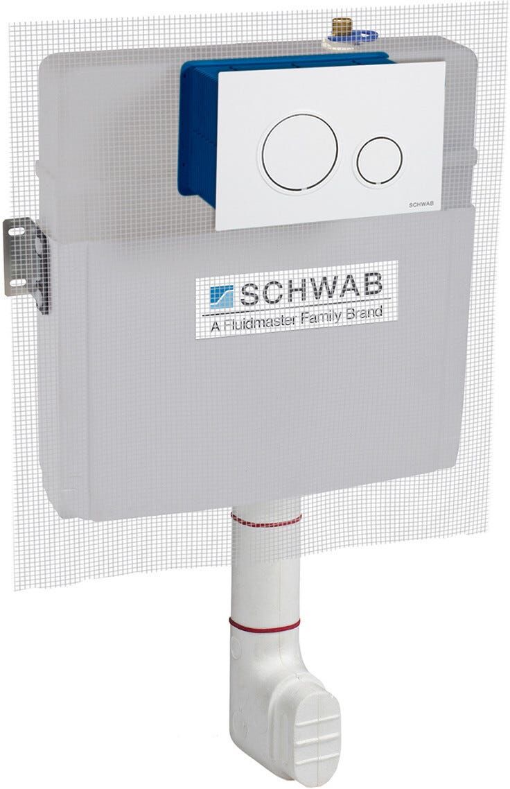 Fluidmasterfamilybrands CASSETTA WC INCASSO SCHWAB UP299 PER WC A PAVIMENTO CON PLACCA VELA DUO BIANCO LUCIDO