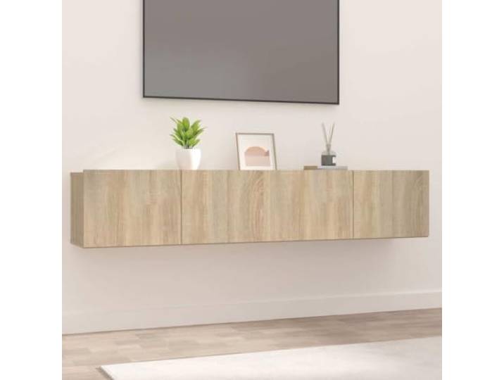 HEFZGDB TV-Schrank Set 2 Stück Sonoma-Eiche 80x30x30 cm Holzwerkstoff mit Wandmontage und praktischen Türen für optimalen Stauraum und Raumordnung