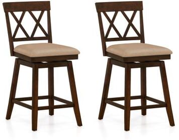 Costway 24 Inch Counter Height Barstools Set of 2 with Backrest and Seat Cushion-24 Inches