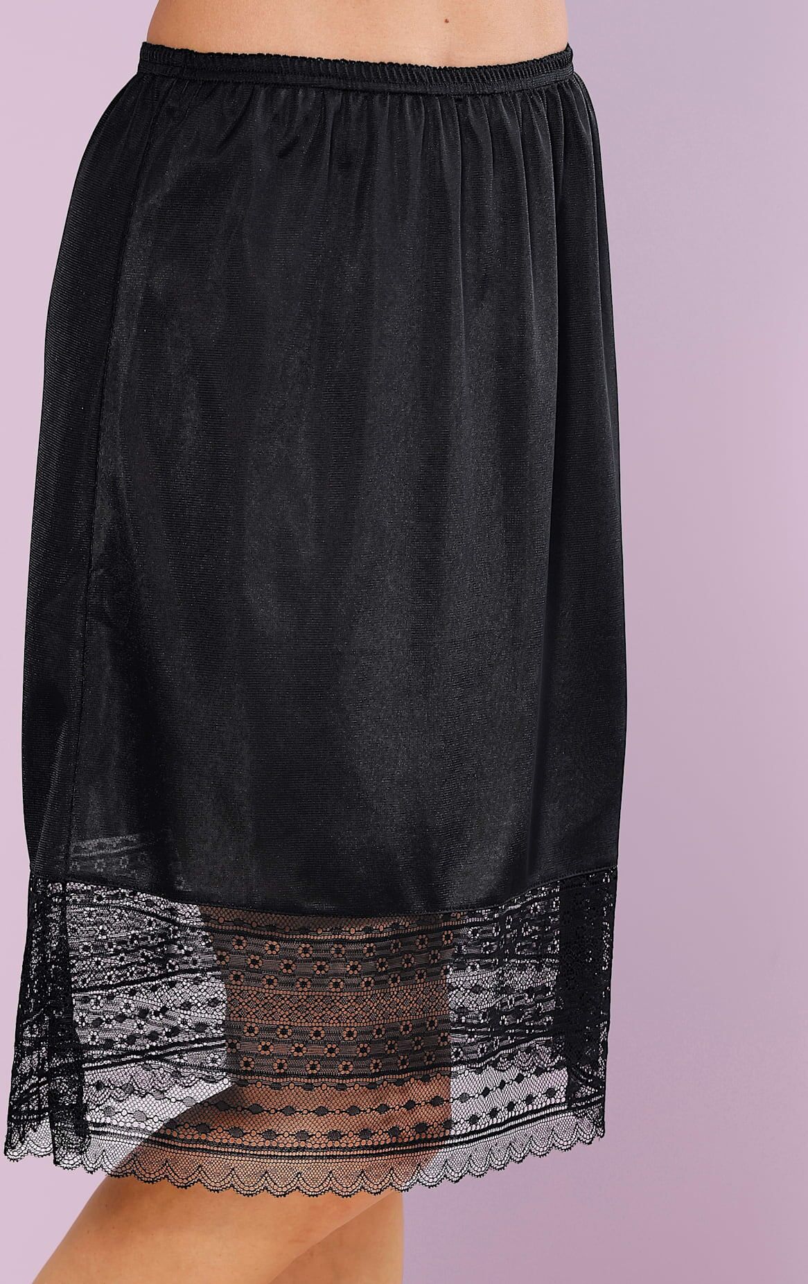 Unterrock WÄSCHEPUR, Damen, Gr. 50, schwarz, 100% Polyester, unifarben, Röcke Unterrock schwarz 50