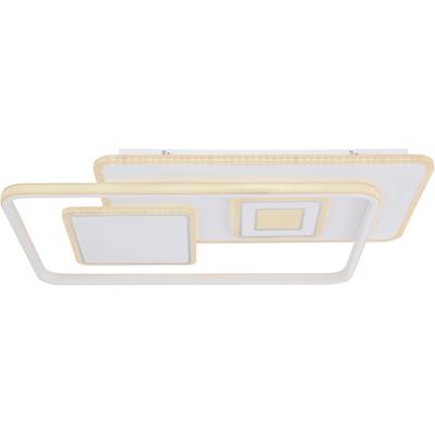GLOBO LIGHTING Deckenleuchte "RODERICK", weiß, 1, H: 6cm, 1 Stk., Leuchten, Deckenleuchte Weiß/Opal, dimmbar, LED 55W, Fernbedienung, Deckenleuchte