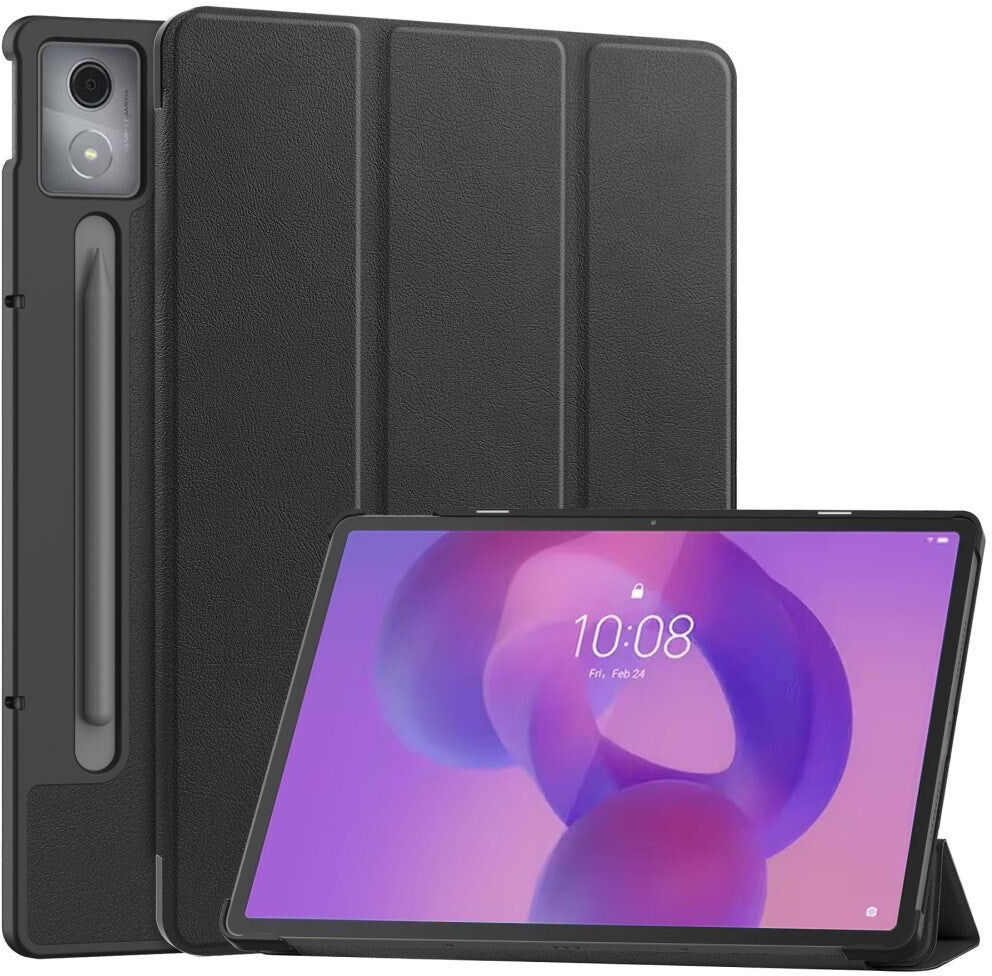 EIDERWOOD Lenovo IdeaTab Pro Kunstlæder Flip Cover m. Ståfunktion & Pencil Holder - Sort