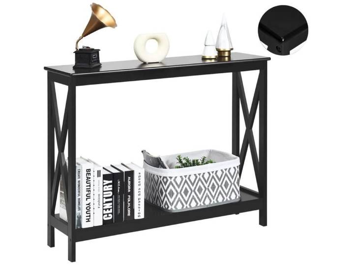 COSTWAY Table Console Table d'Entree Style Industriel 100 x 30 x 80 CM avec 1 Étagère de Rangement pour Salon Entrée Couloir Noir