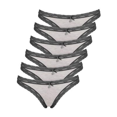 String LIKE IT "6er Pack Damen String Kim", Damen, Gr. L, grau (anthrazit), Obermaterial: 95% Modal CMD. 5% Elasthan EL., Unterhosen String