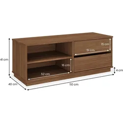 Idimex, TV Möbel, Lowboard MAITE mit 2 Schubladen – Eichefarben (110 x 40 x 42 cm)