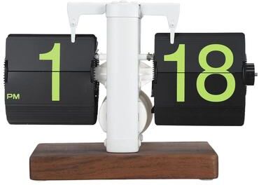 Uplift Picks Retro 12 Hour Automatic Flip Clock With Large Numbers And Wood Base b