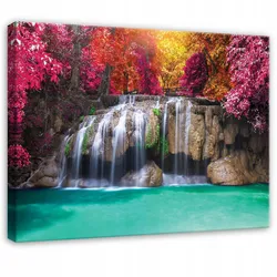 LEINWANDBILD Wasserfall Wald Bunt 60x40 cm