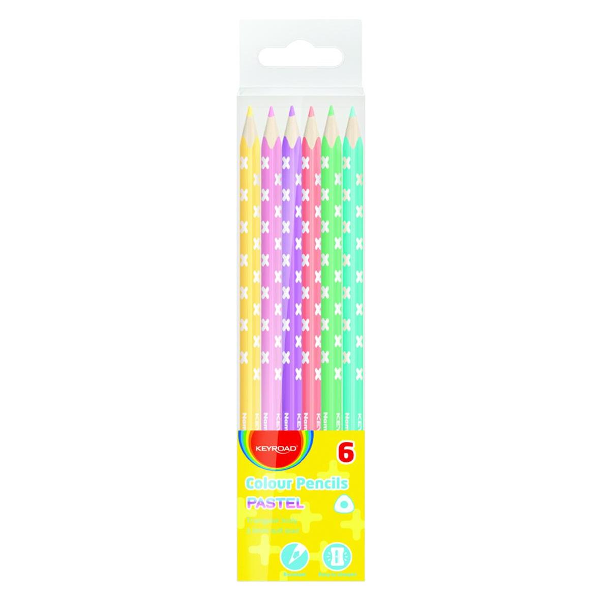 Keyroad Bleistifte, dreieckig, pastell, 6 stk., anhänger, farbmischung (6x) (KR971871)