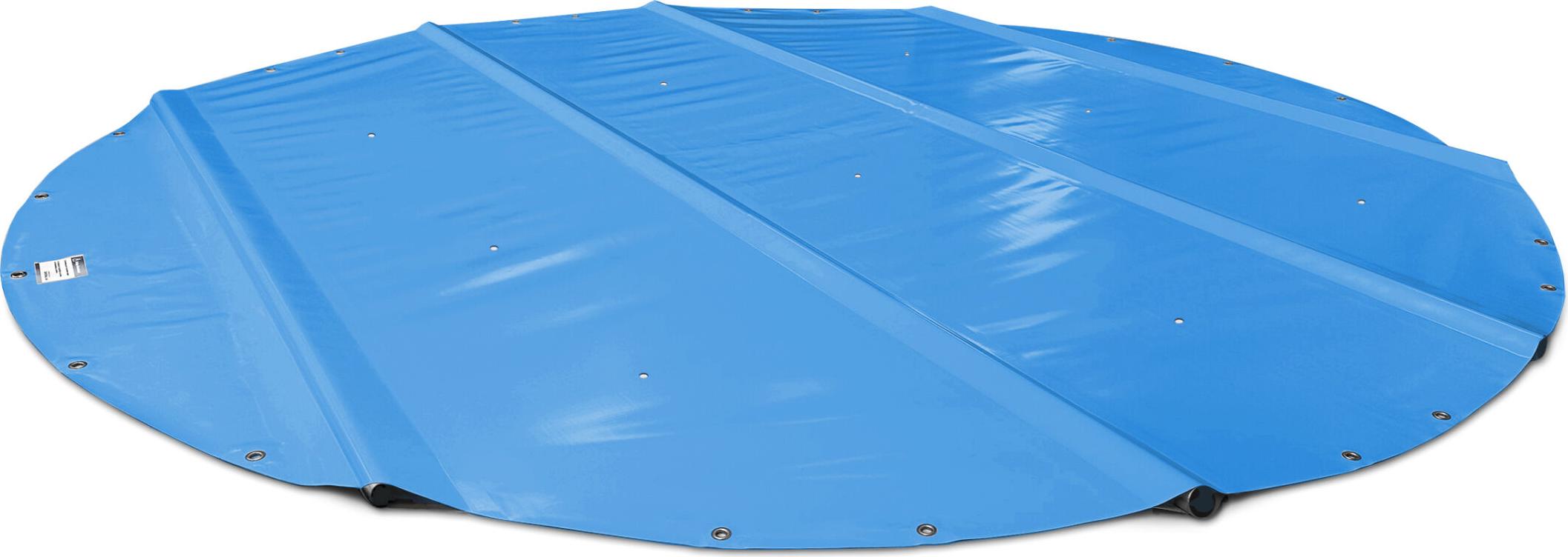 SafeDeluxe Runde Poolplane Stangenabdeckung ohne Stangen (Durchmesser der Plane = 550cm, Hellblau RAL5015) Rollabdeckung Poolabdeckung Abdeckung aus LKW Plane