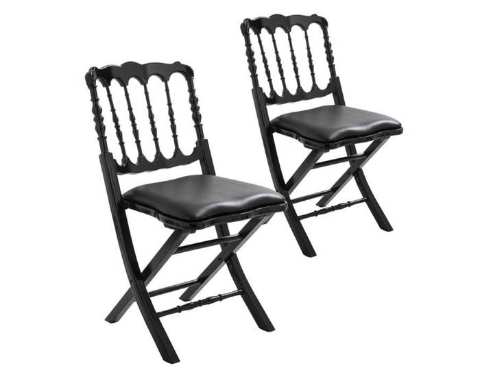 Chaises pliantes Napoléon noires - Lot de 2 - Bois - Haut de gamme et design