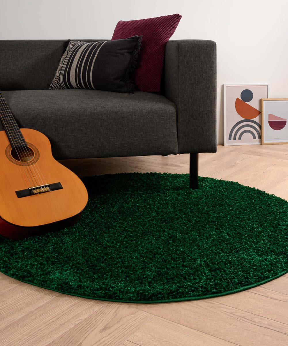 Tapeso Rond hoogpolig vloerkleed Shaggy Trend jade 300