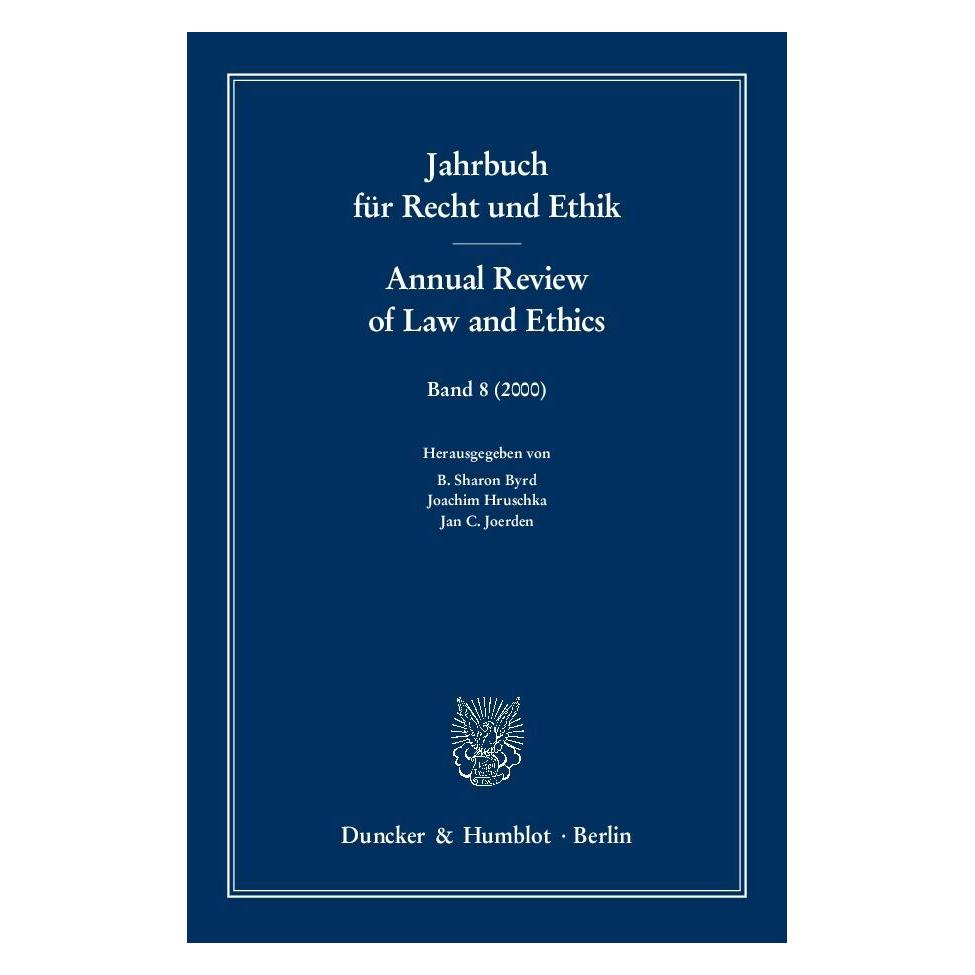 Duncker & Humblot Jahrbuch für Recht und Ethik - Annual Review of Law and Ethics. (Deutsch, Softcover, B. Sharon Byrd, Jan C. Joerden, Joachim Hruschka) (55188413)