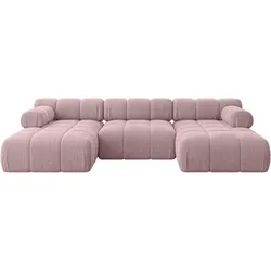 WOHNLANDSCHAFT modulares Sofa Tesso-U1 - 285x160x70 cm Rosa Cord