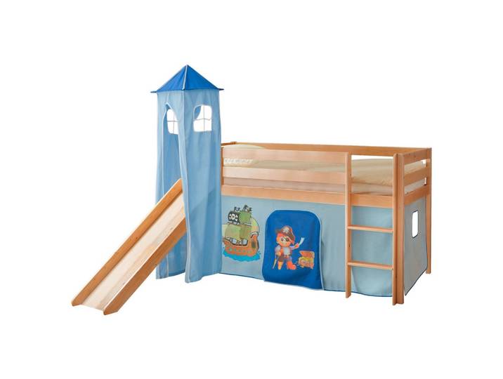Spielbett Kasper ca. 90x200 cm Echtholz/Blau