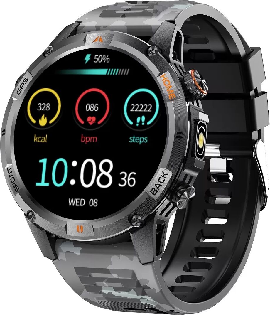 INF Multifunktionale Smartwatch mit Herzfrequenz-, Blutdruck- und Schlafüberwachung kompatibel mit GloryFit APP Weiß+Schwarz
