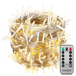 Monzana Lichterkette 40m 400 LED warmweiß transparent Fernbedienung