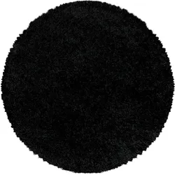 TEPPICH Hochflor SPREE in Schwarz, einfarbig, Ø 120 cm