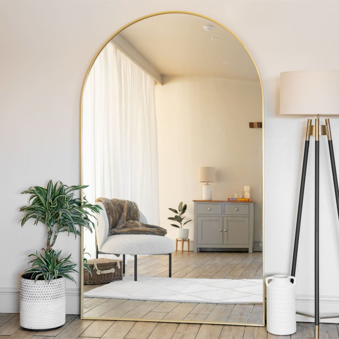 Metro Akiko - Gold Metal Arched Wall & Leaner Mirror Gold 180cm x 105cm