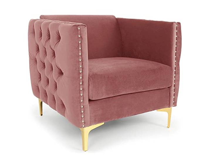 Menzzo Joshua Sessel mit Samtbezug Rosa