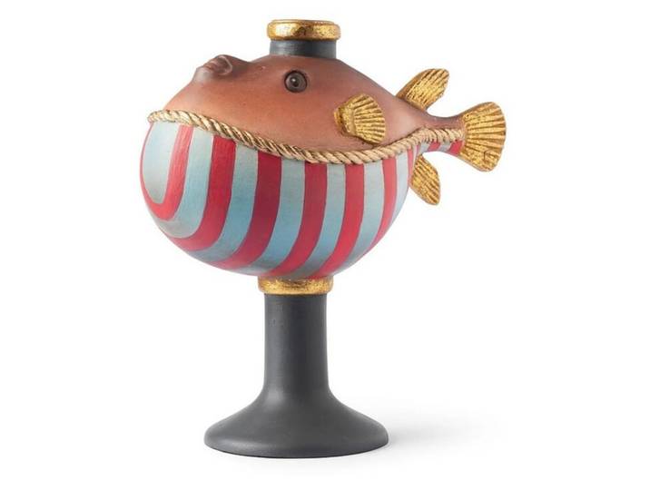 Kerzenständer Kugelfisch Rot H: 21 cm Abhika