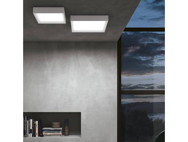 Linea Light LED Deckenlampe Tara Q, weiß / opal, für Flurbereich, Aluminium, Modern, LED Deckenleuchte