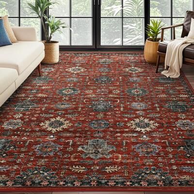 Garvee Traditional Floral Soft Vintage Oriental Washable Area Rug