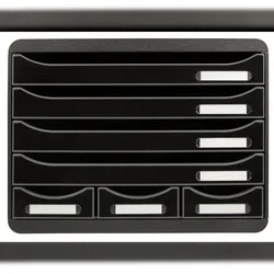 Exacompta 307714D 1x STORE-BOX, 7 offene Schubladen - Schwarz Glossy