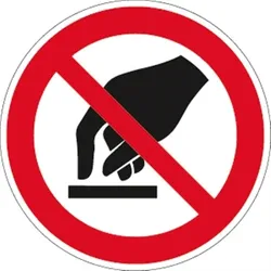 Aufkleber Berühren verboten ISO 7010, Folie, Ø 50 mm, 10 Stück/Bogen
