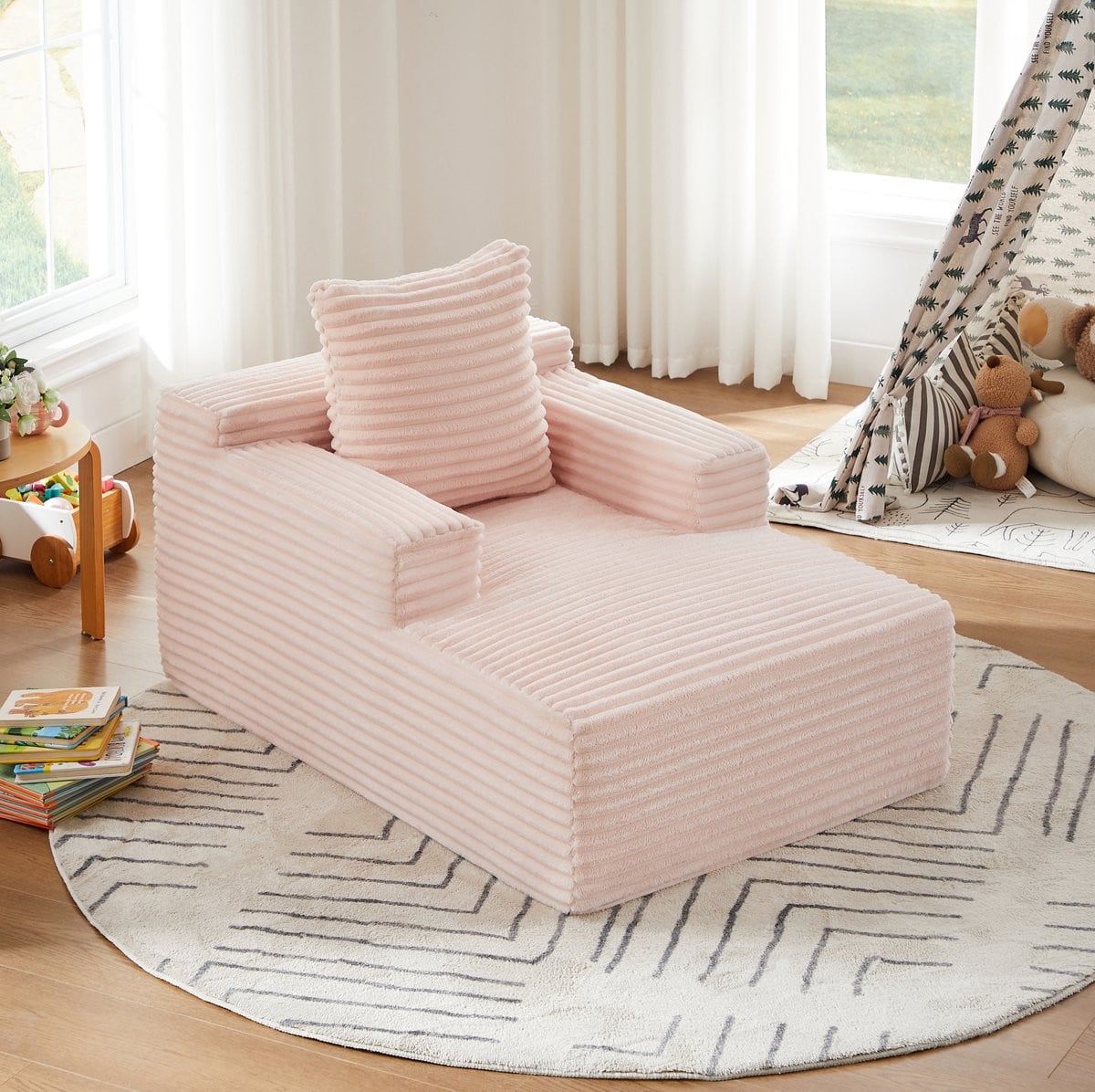 HAUSS SPOLE Moderne Chaiselongue Relaxstoel met Slaapfunctie in Roze