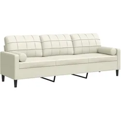 vidaXL Sofa 3-Sitzer mit Zierkissen Creme 210 cm Samt