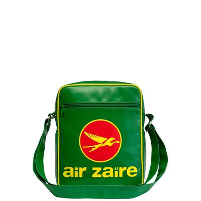 Schultertasche LOGOSHIRT "Air Zaire Airways", Damen, Gr. B/H/T: 10,5cm x 32,5cm x 25,5cm, grün, Lederimitat, bedruckt, mehrfarbig, Taschen Schultertasche, mit Air Zaire Airways-Logodruck