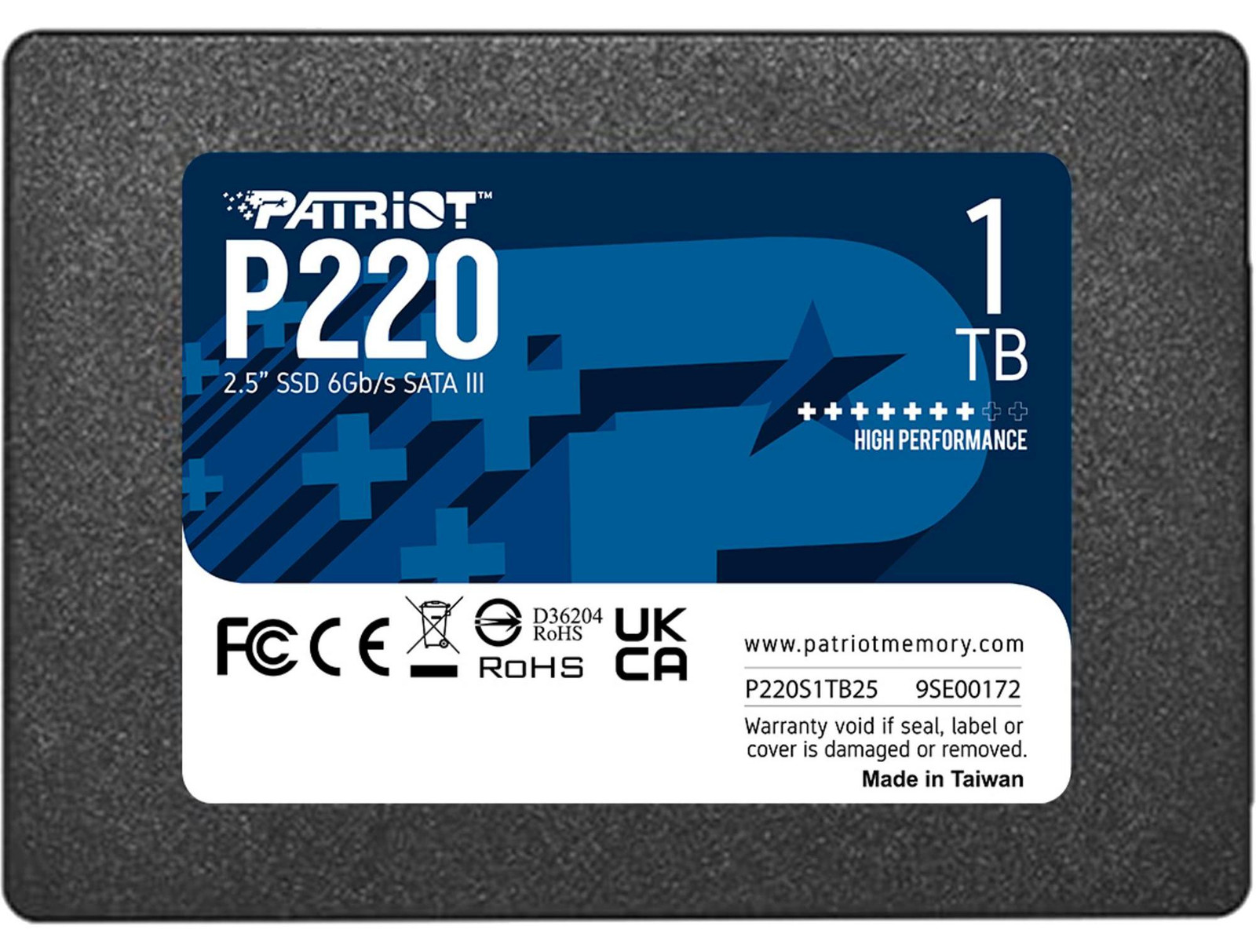 Patriot Memory P220 SSD 1 TB, Zwart, SATA III, 6 Gb/s, 2,5 inch