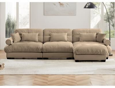 Abrihome Comfort Convertible Modular Velvet Sectional Sofa Cloud Couch for Living Room